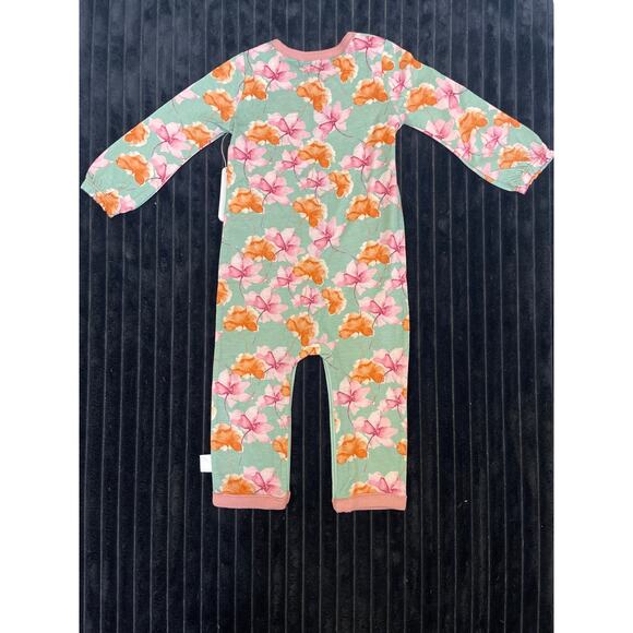 Burt's Bees Baby Organic 3-6M Teal Floral Sleeper - Soft & Stylish - Picture 2 of 2